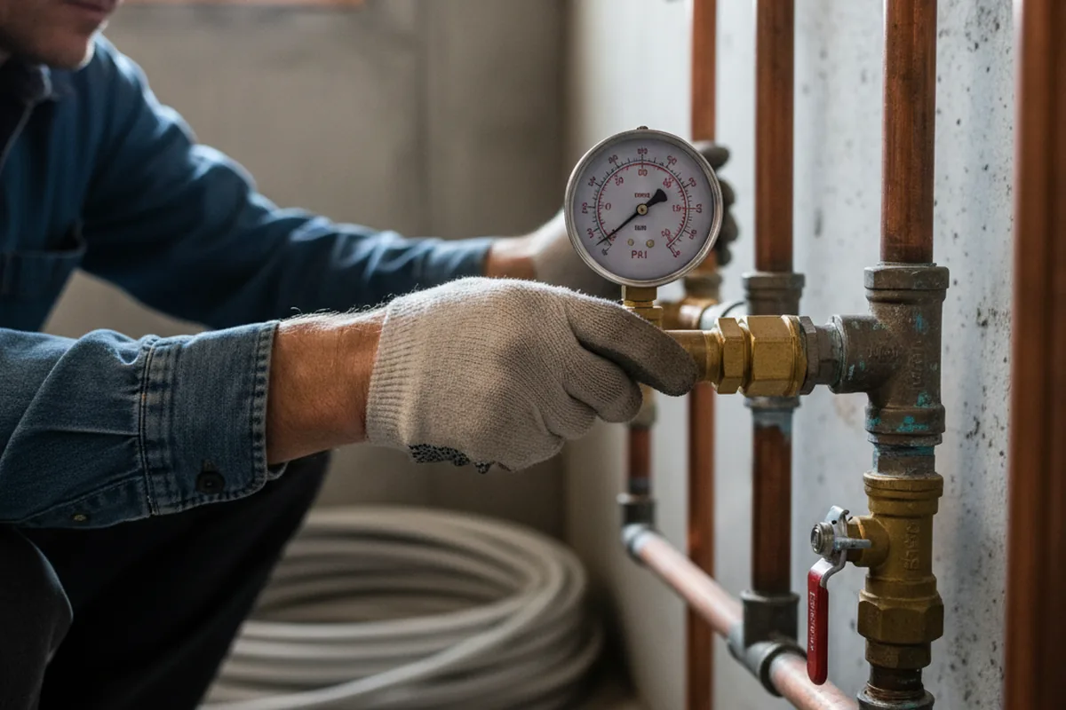 Pressure testing a repaired line during Water Line Repair in Cross Plains